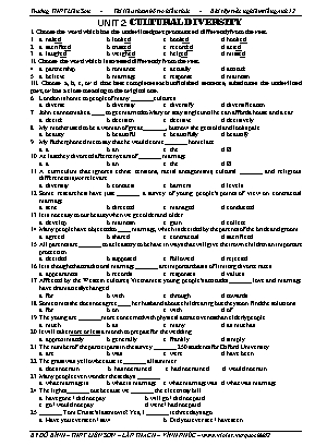 Bài tập trắc nghiệm Tiếng Anh 12 - Unit 2 Cultural diversity - Đỗ Bình